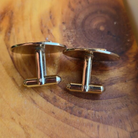 Vintage  Cufflinks American President Lines Logo Red Enamel Flag Bird Stars - Picture 4 of 11